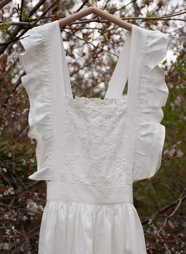 Cottagecore Embroidered Cotton Apron