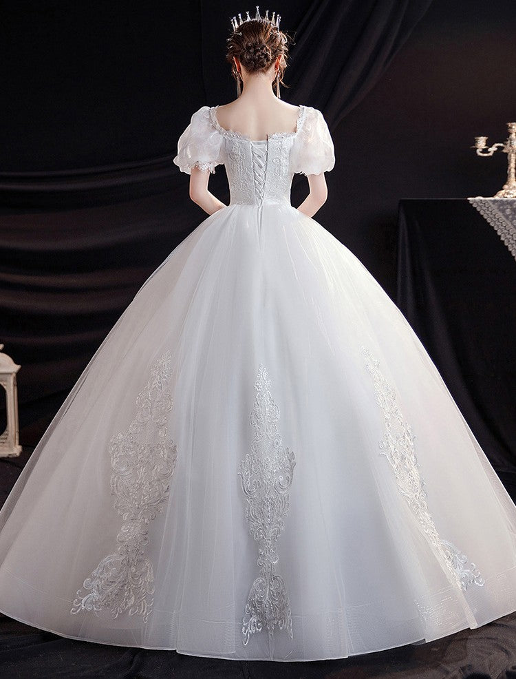 Royalcore Vintage Princess Puff Sleeves Wedding Gown