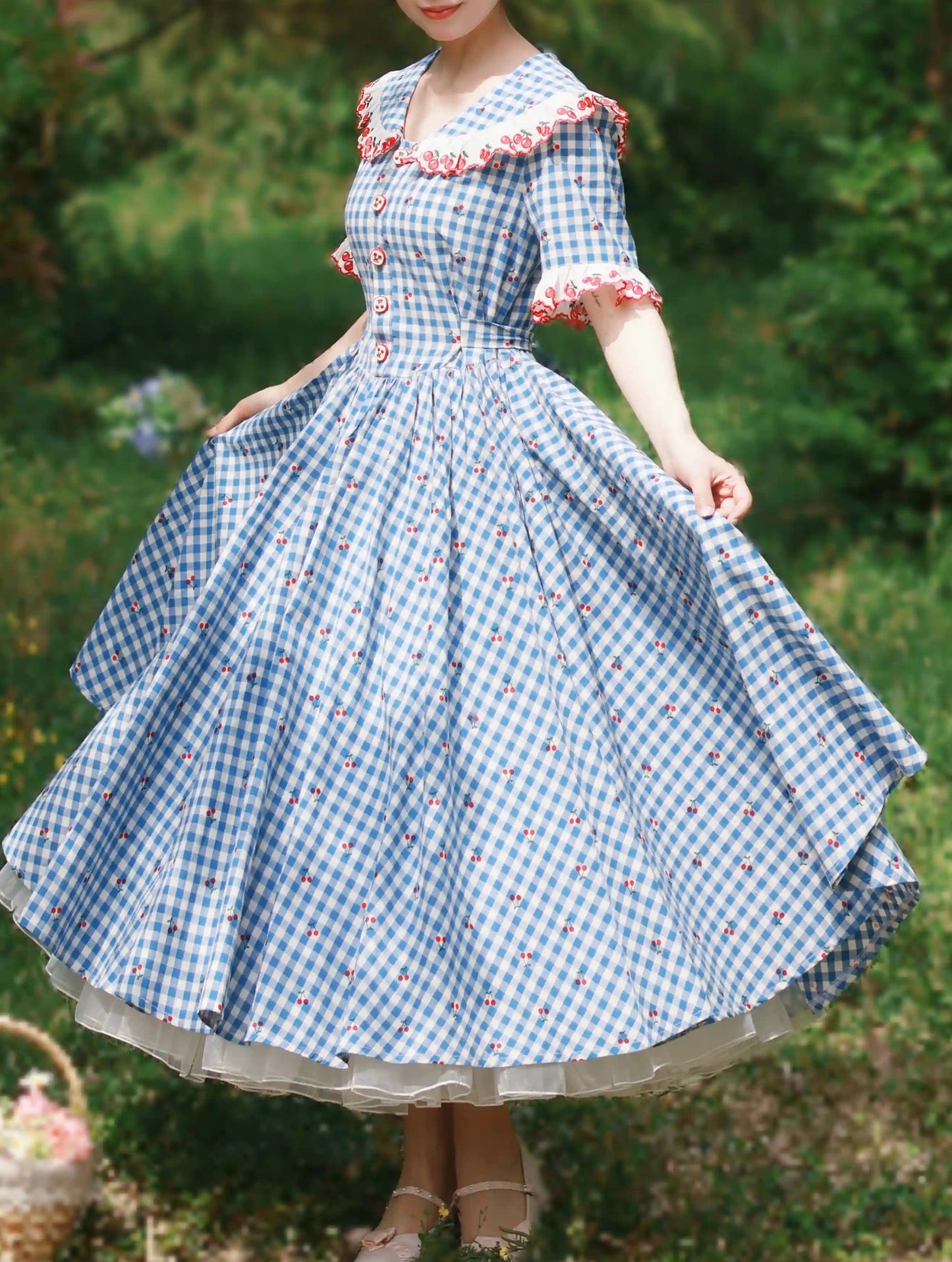 1950S Gingham Swing Dress