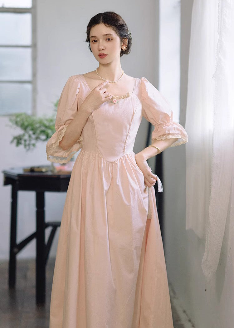 Period Drama Style Vintage Pink Dress