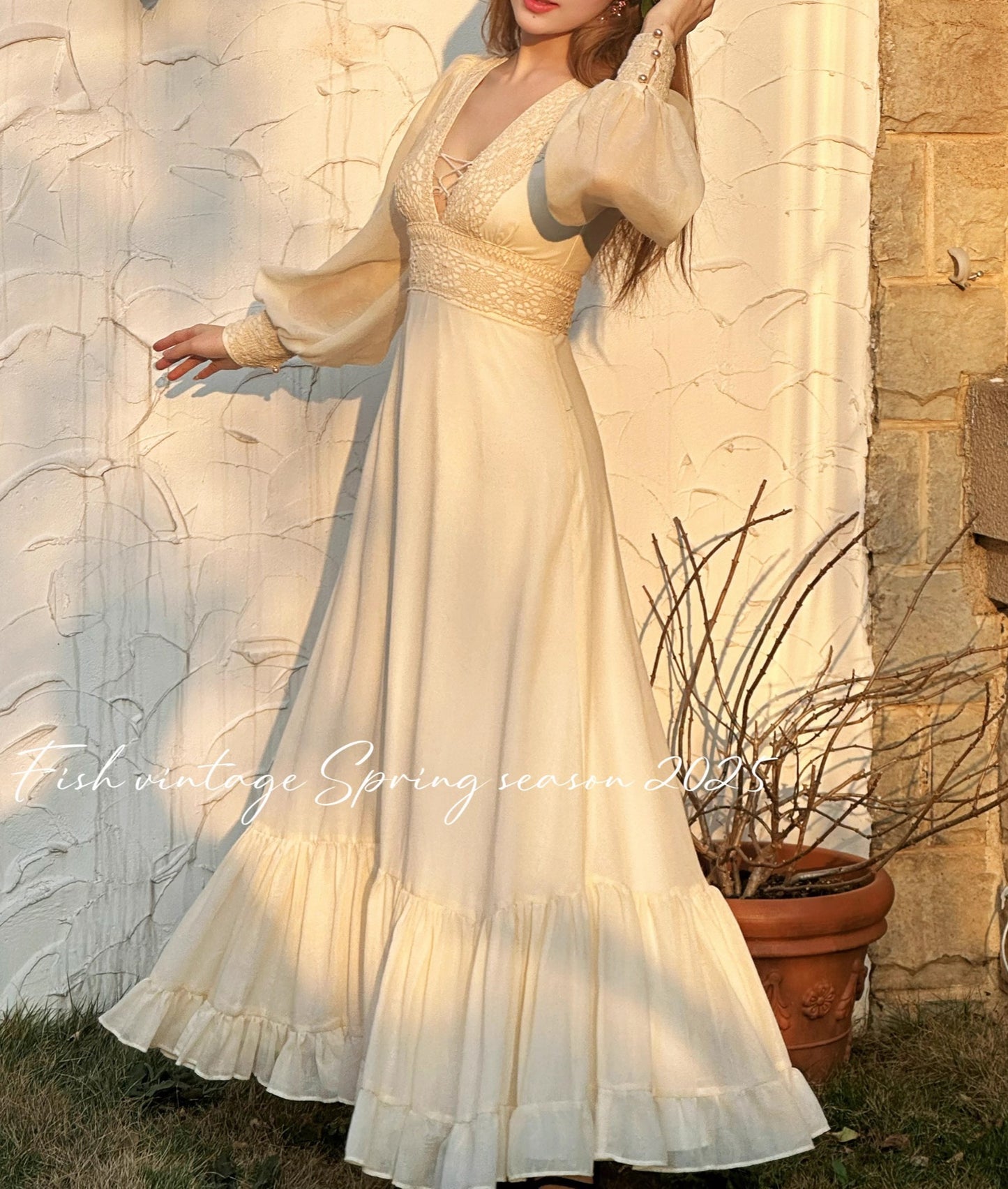 Gunne Sax Remake V Neck Prairie Dress