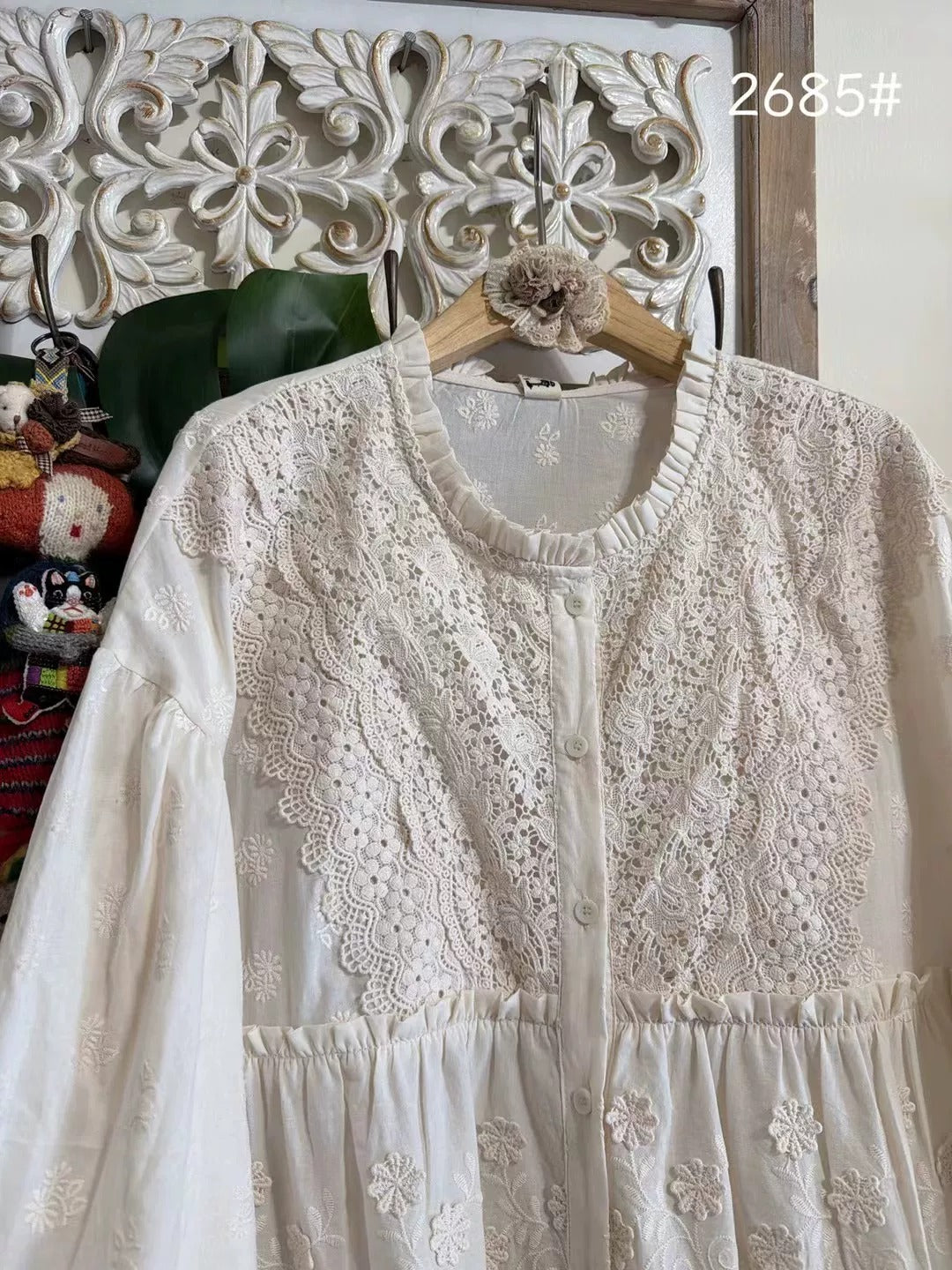 Fairycore cotton Embroidery Blouse