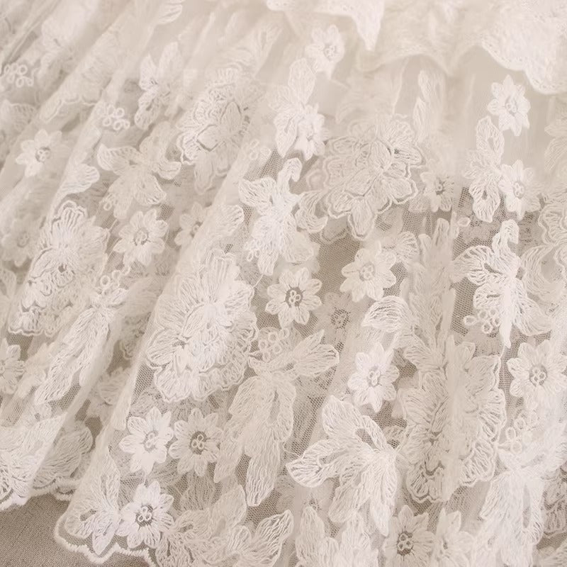 Retro Fairycore Embroidery Skirt