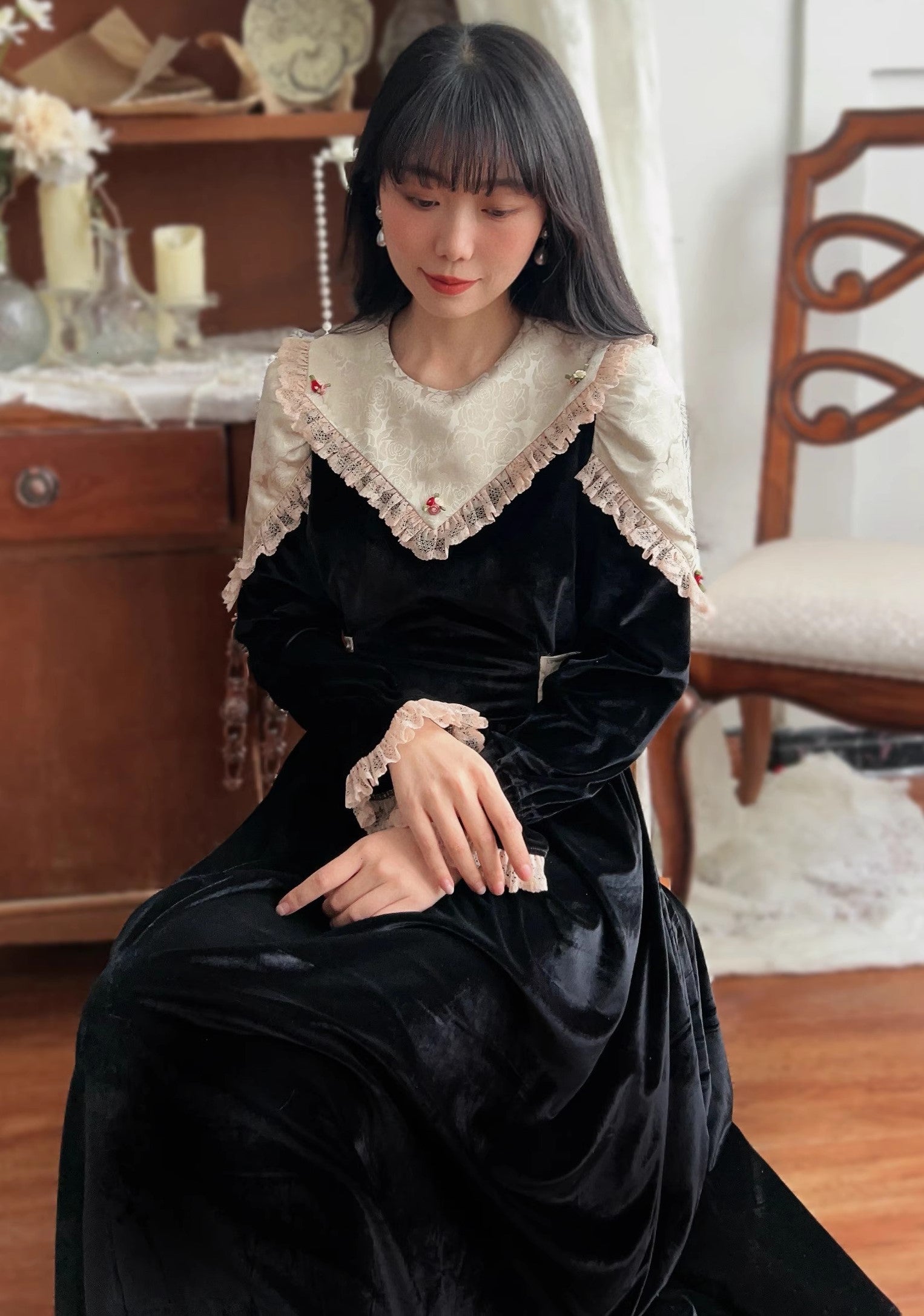Vintage Dark Academia Velvet Swing Dress - S Vintage Dark Academia Velvet Swing Dress - S