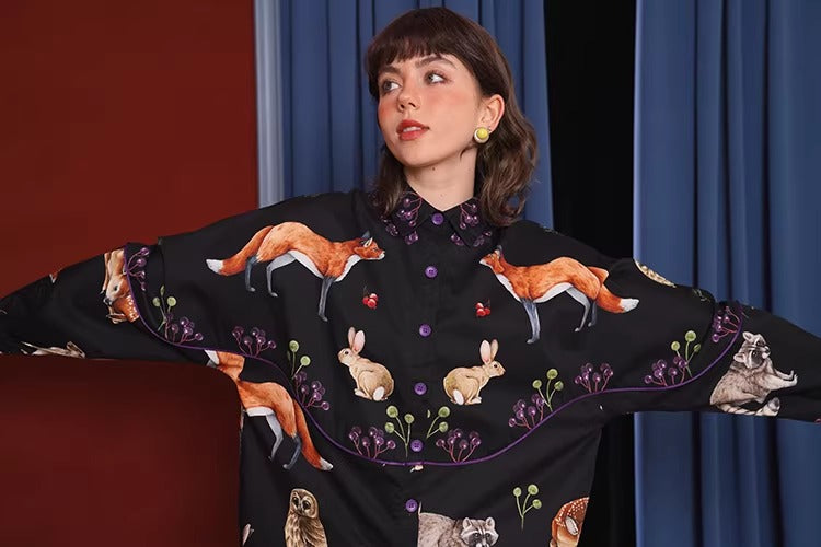 Retro Animal Print Oversize Shirt