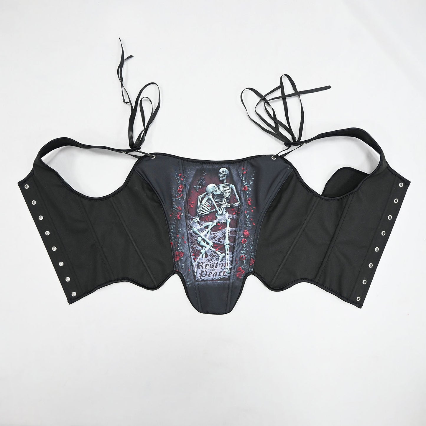 Dark Academia Skull Print Corset Top