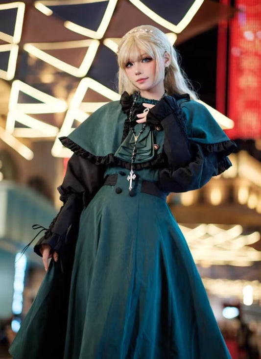 witchcore dress lolita dress gothic dress dark academia dress slytherin dress harry potter outfit 