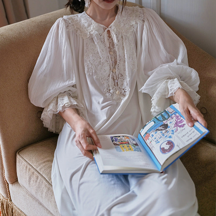 Retro Peter Pan Collar Night Gown