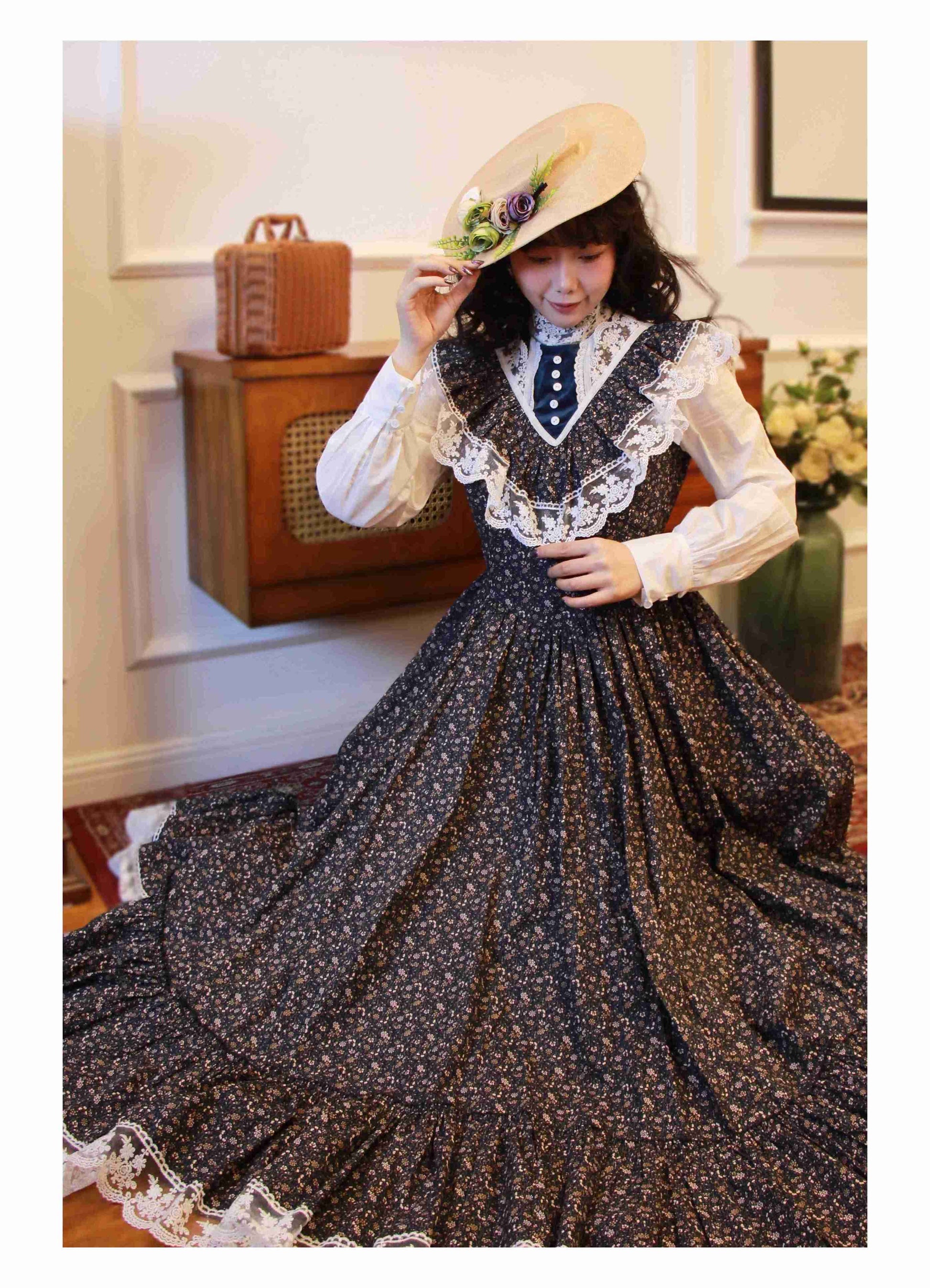retro dress 70s Gunne Sax Remake Floral 70s Prairie Swing Dress – Retro Fairy