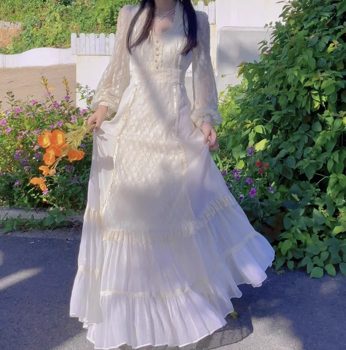 Gunne Sax Remake Lace Prairie Puff Sleeves Dress S I Retro Fairy Gunne Sax Remake Lace Prairie Puff Sleeves Dress S I Retro Fairy