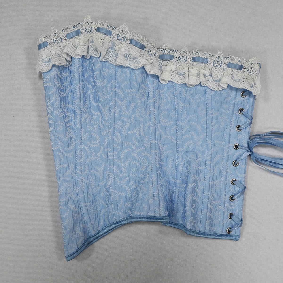Retro Fairycore Blue Jacquard Corset