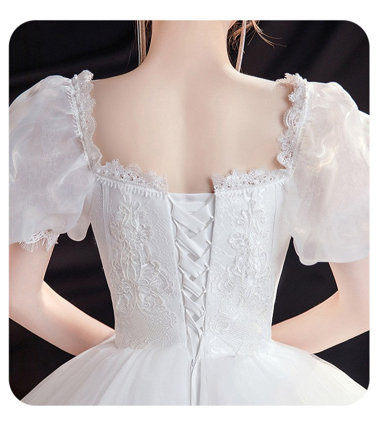 Royalcore Vintage Princess Puff Sleeves Wedding Gown