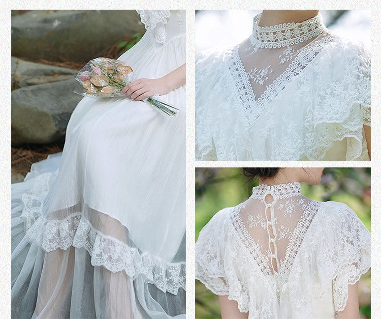 Edwardian Style Lace Bridal Dress S I Retro Fairy Edwardian Style Lace Bridal Dress S I Retro Fairy