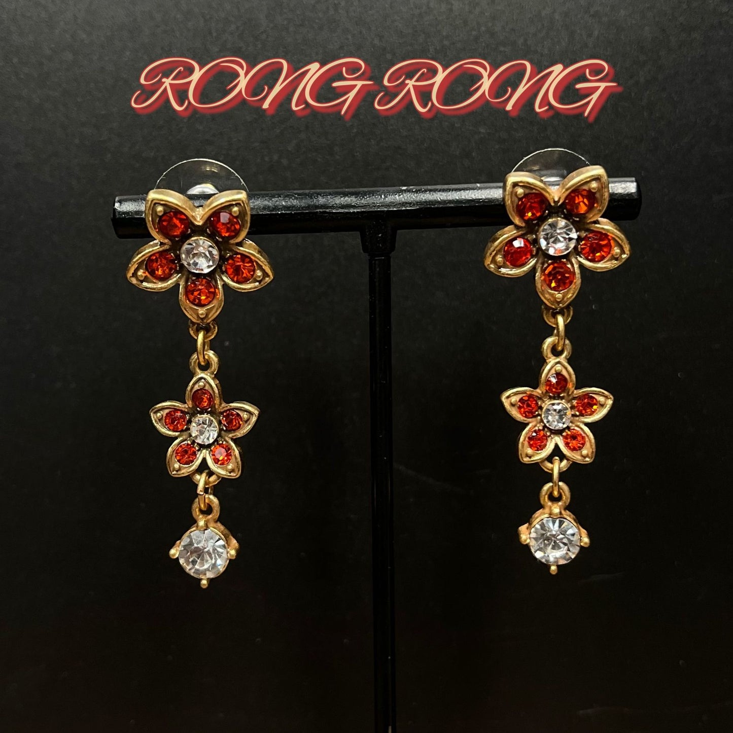 Fairycore Colored Gemstone Flower Long Earrings & Necklace