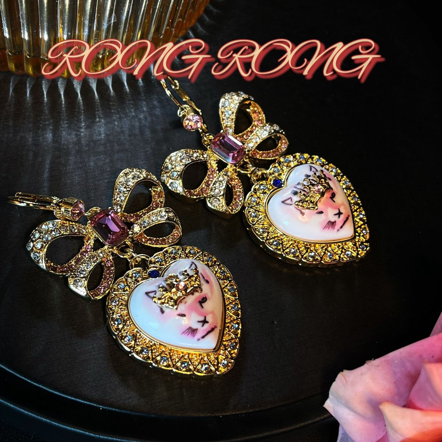 Gold and gemstone earrings ,vintage earrings ,vintage jewelry