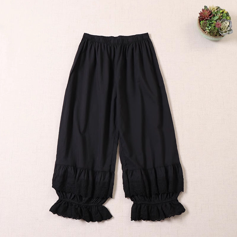 Cottagecore Ruffled Cotton Pants