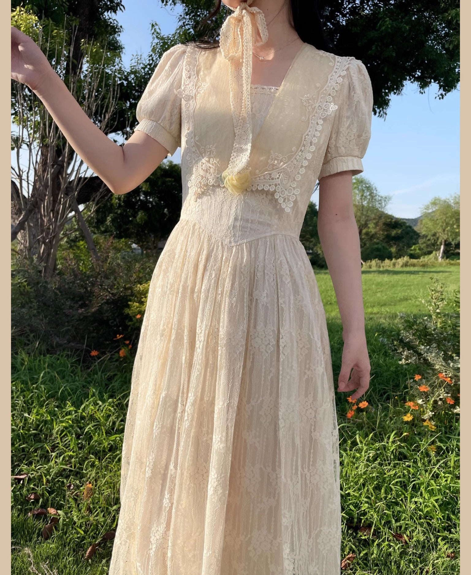 Gunne Sax Remake 70S Fairycore Birdal Dress M I Retro Fairy
