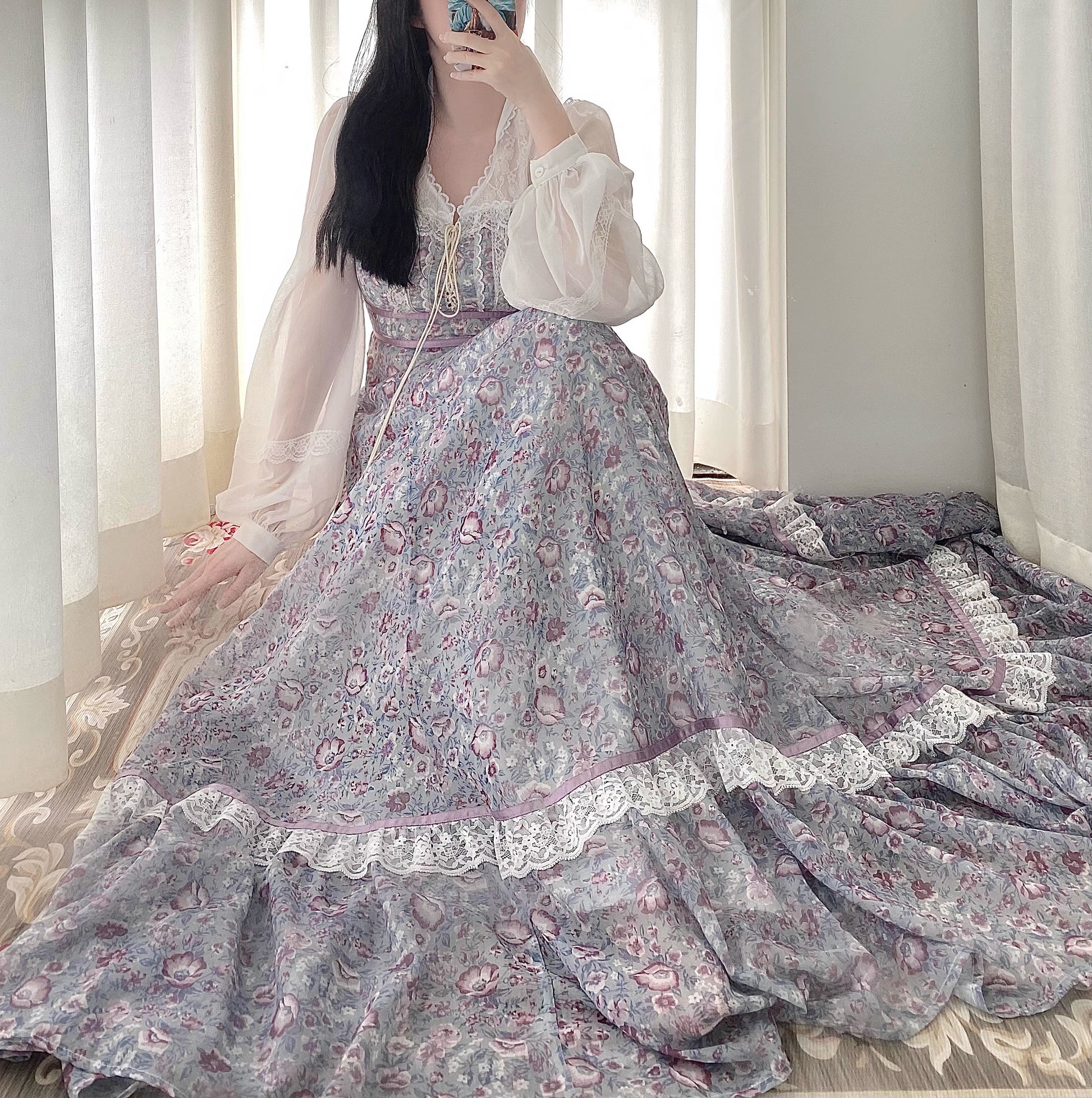 gunne sax dress prairie dress fairycore dress cottagecore dress vintage dress 70s dress 