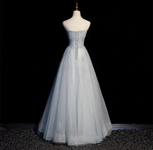 Load image into Gallery viewer, Handmade Retro Princess Tulle Off-Shoulder Blue Prom Evening Dress
