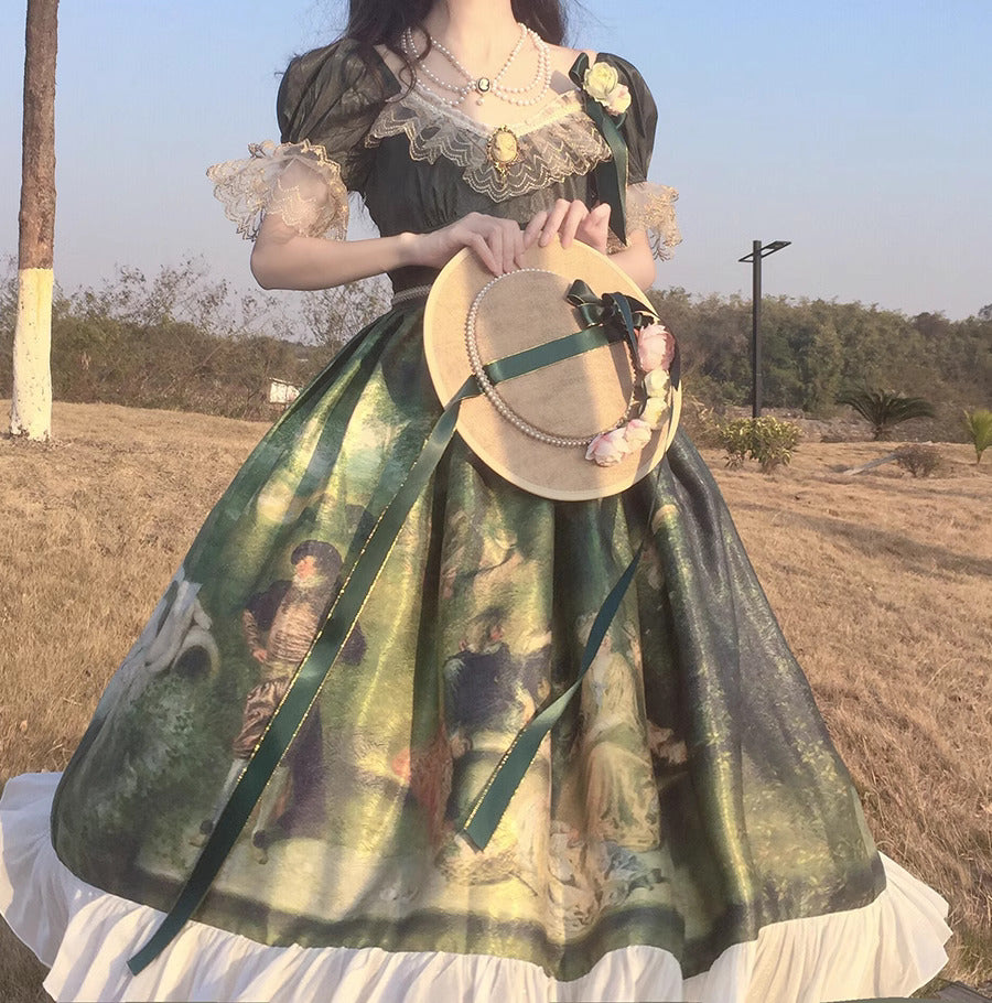 Vintage Oil Painting Print Princess Dress – Retro Fairy