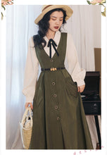 Load image into Gallery viewer, Retro Academia Blouse Pinafore Dress Set
