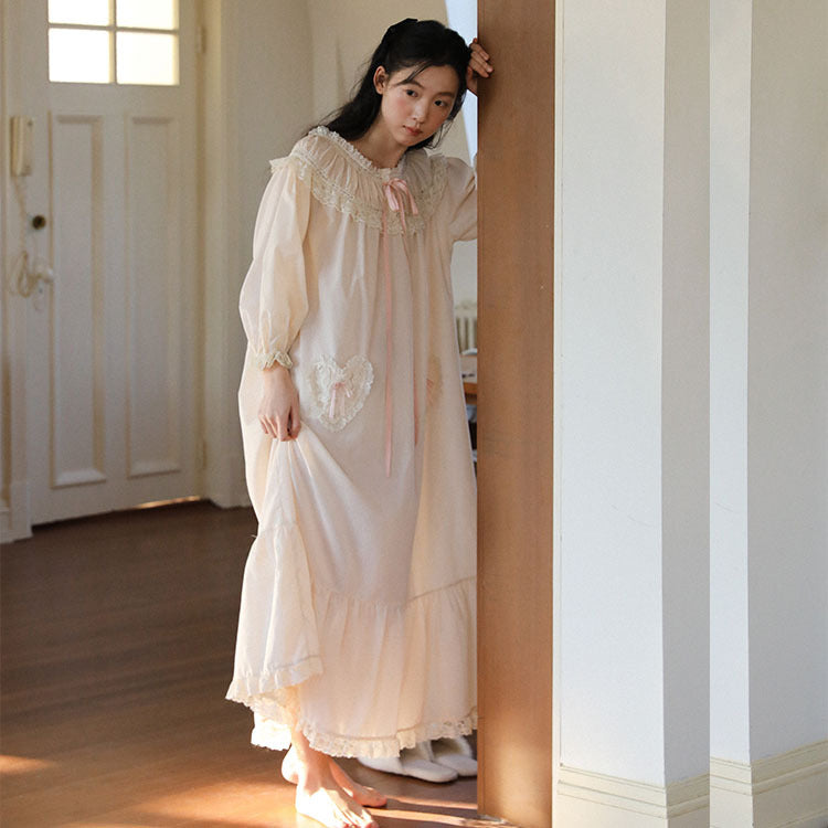 Vintage Lace Panel Cotton Night Gown
