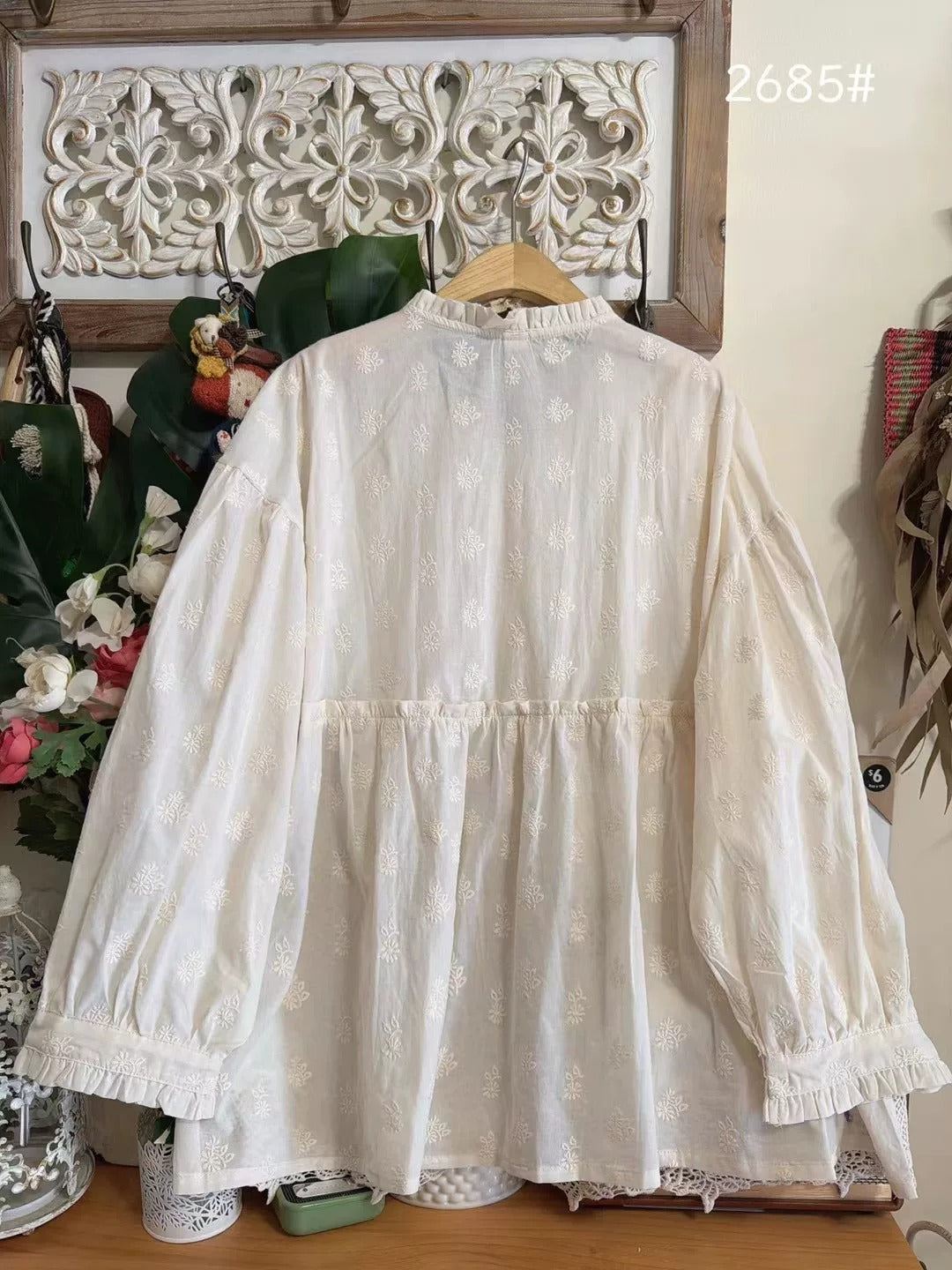 Fairycore cotton Embroidery Blouse