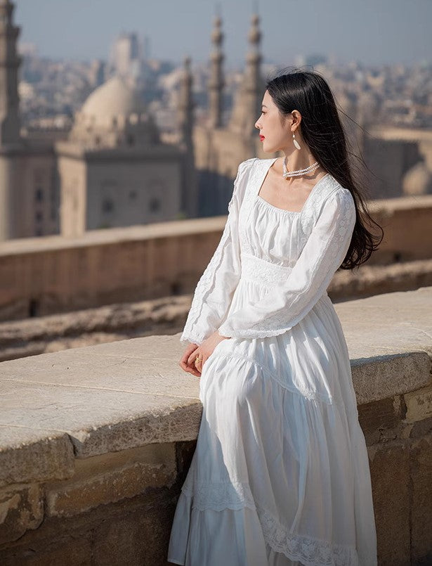 Gunne Sax Style Dreamy Prairie White Dress – Retro Fairy