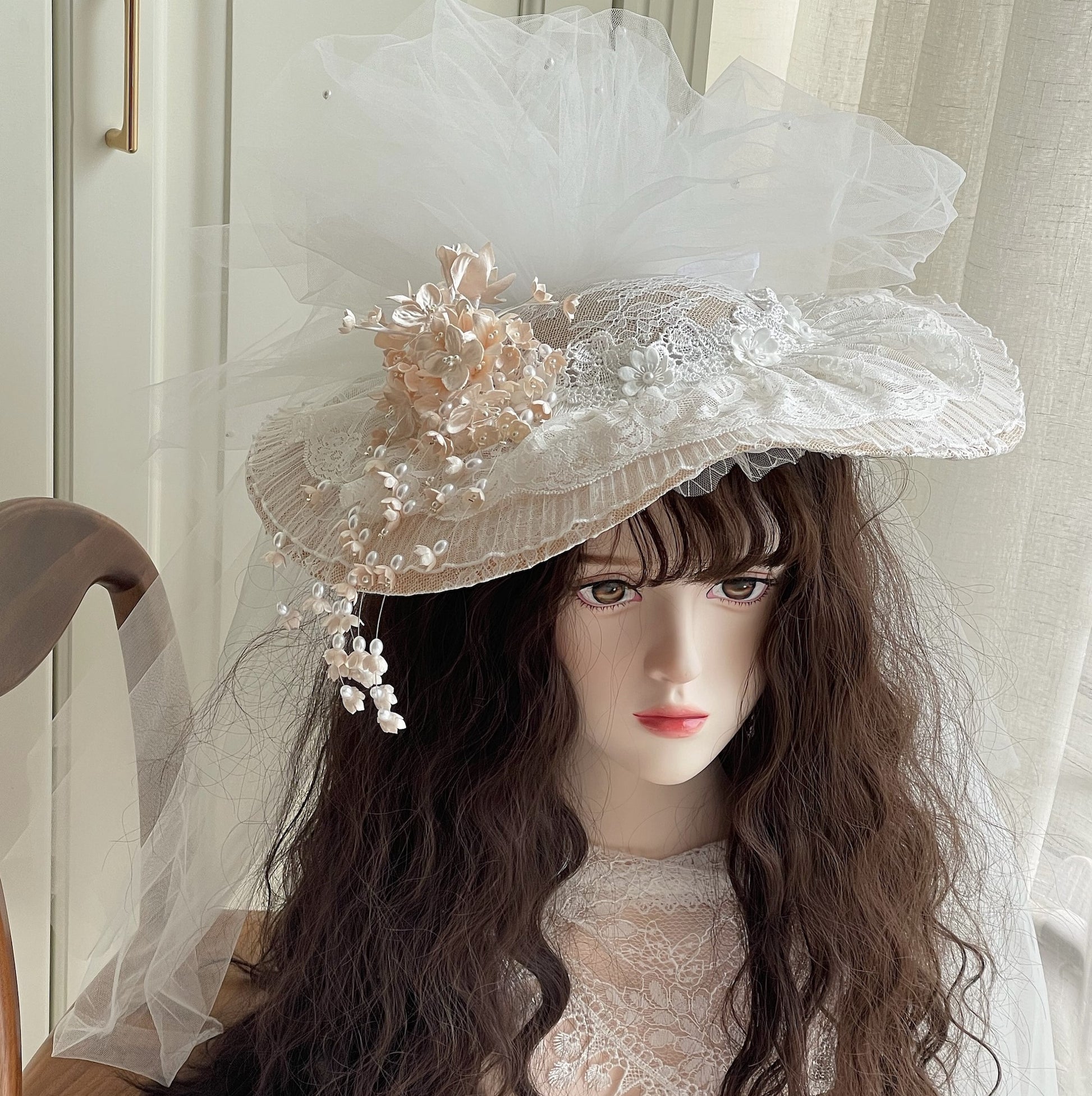Handmade Vintage Edwardian Style Bridal Bonnet Hat One size