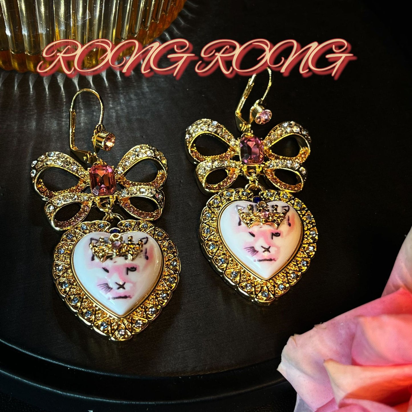 Vintage Remake Heart Shape Embellished Earrings
