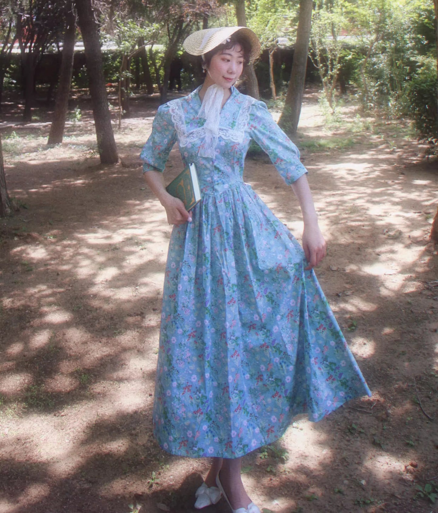 1940s Floral Picnic Dress