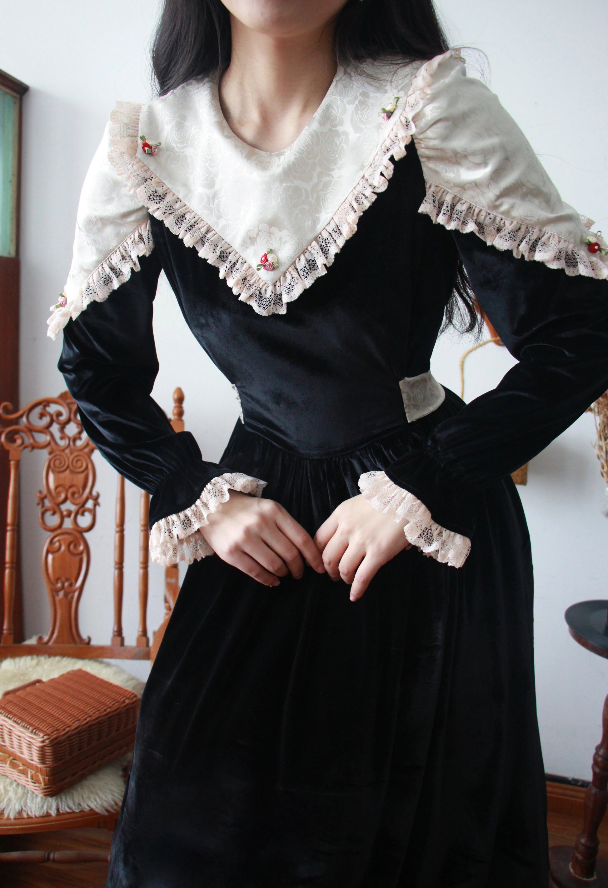 Vintage Dark Academia Velvet Swing Dress Retro Fairy Vintage Dark Academia Velvet Swing Dress Retro Fairy