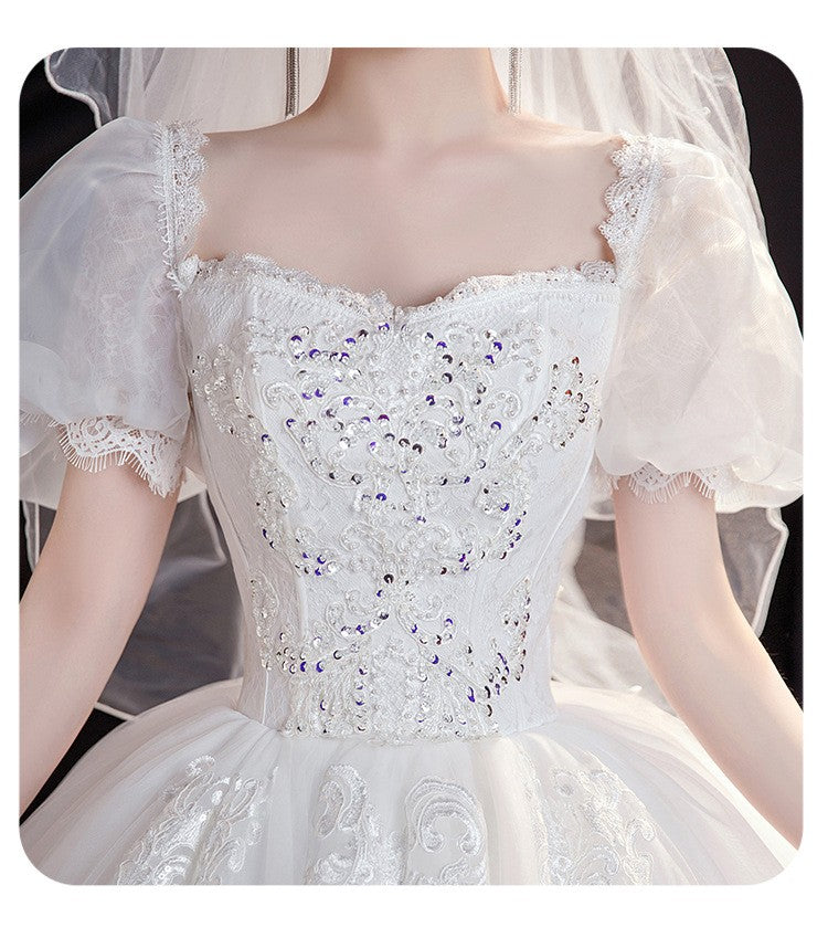 Royalcore Vintage Princess Puff Sleeves Wedding Gown