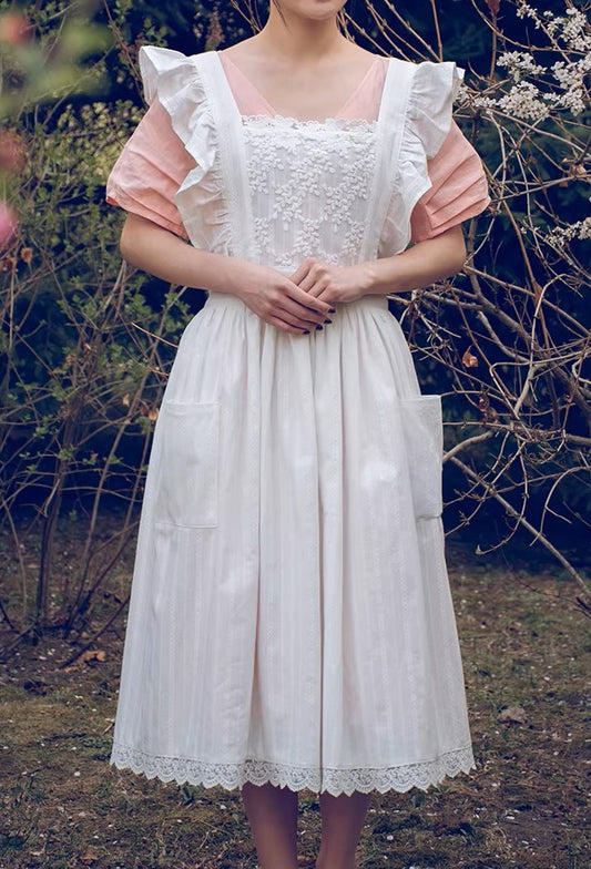 Cottagecore Embroidered Cotton Apron
