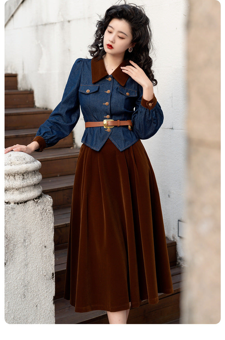 Retro 50s Denim Velvet Skirt Set L I Retro Fairy Retro 50s Denim Velvet Skirt Set L I Retro Fairy