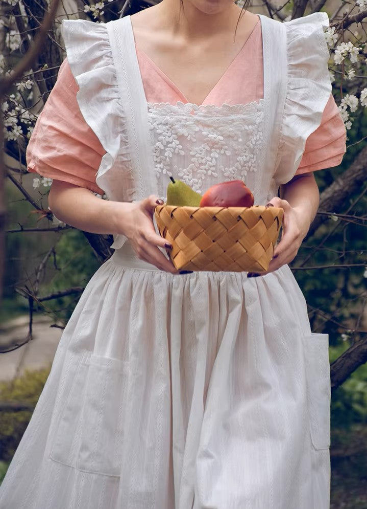 Cottagecore Embroidered Cotton Apron
