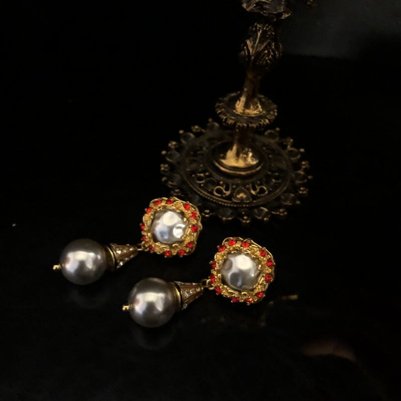 pearl necklace pearl earrings vintage jewelry