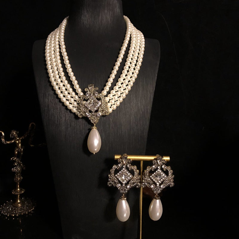 pearl necklace pearl earrings vintage jewelry