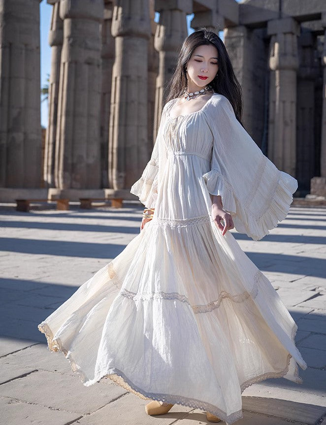 Dreamy Trumpet Sleeves Swing Prairie Dress – Retro Fairy