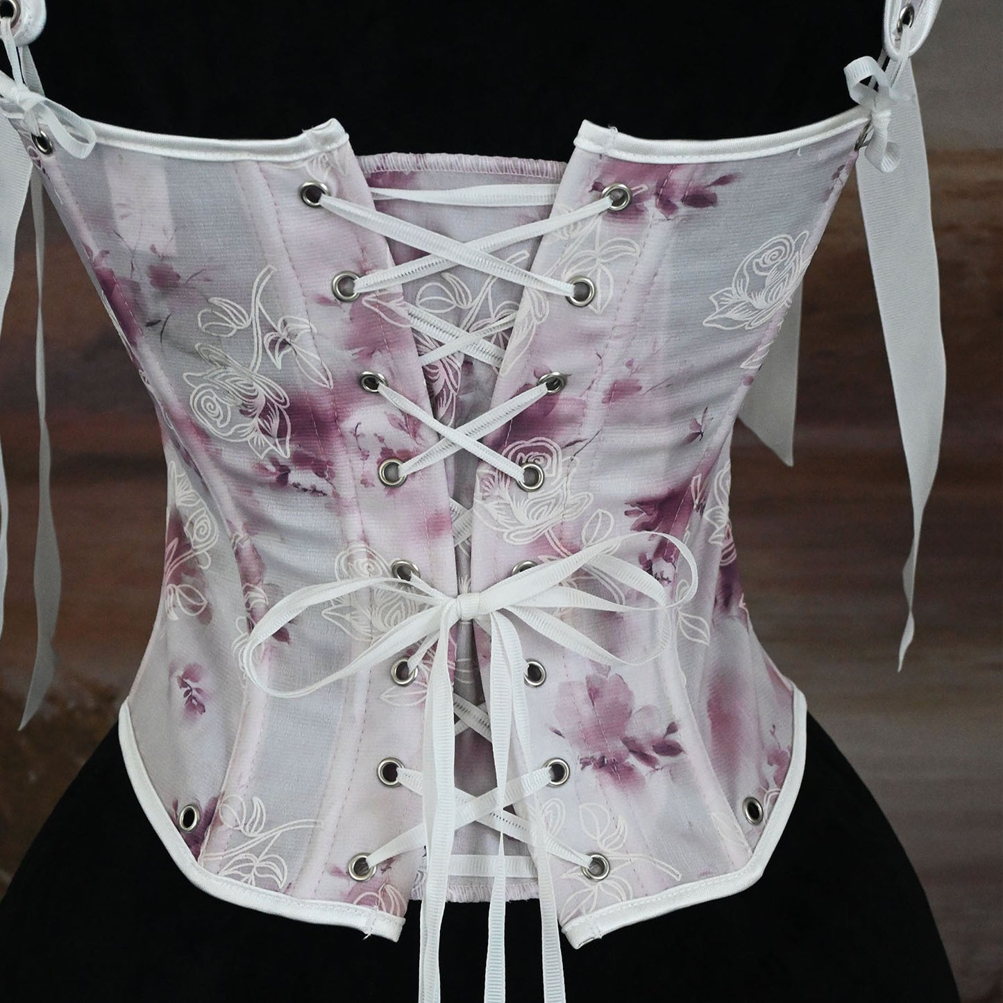 Retro Fairycore Bow Tie Floral Corset