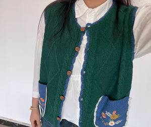 Cottagecore Embroidery Mori Kei Vest Top