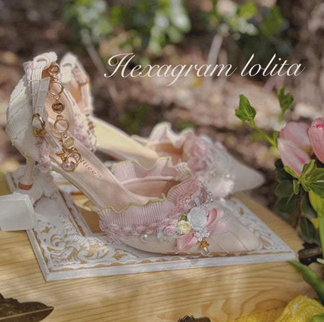 Fairycore Studded Pearl Chain Heels