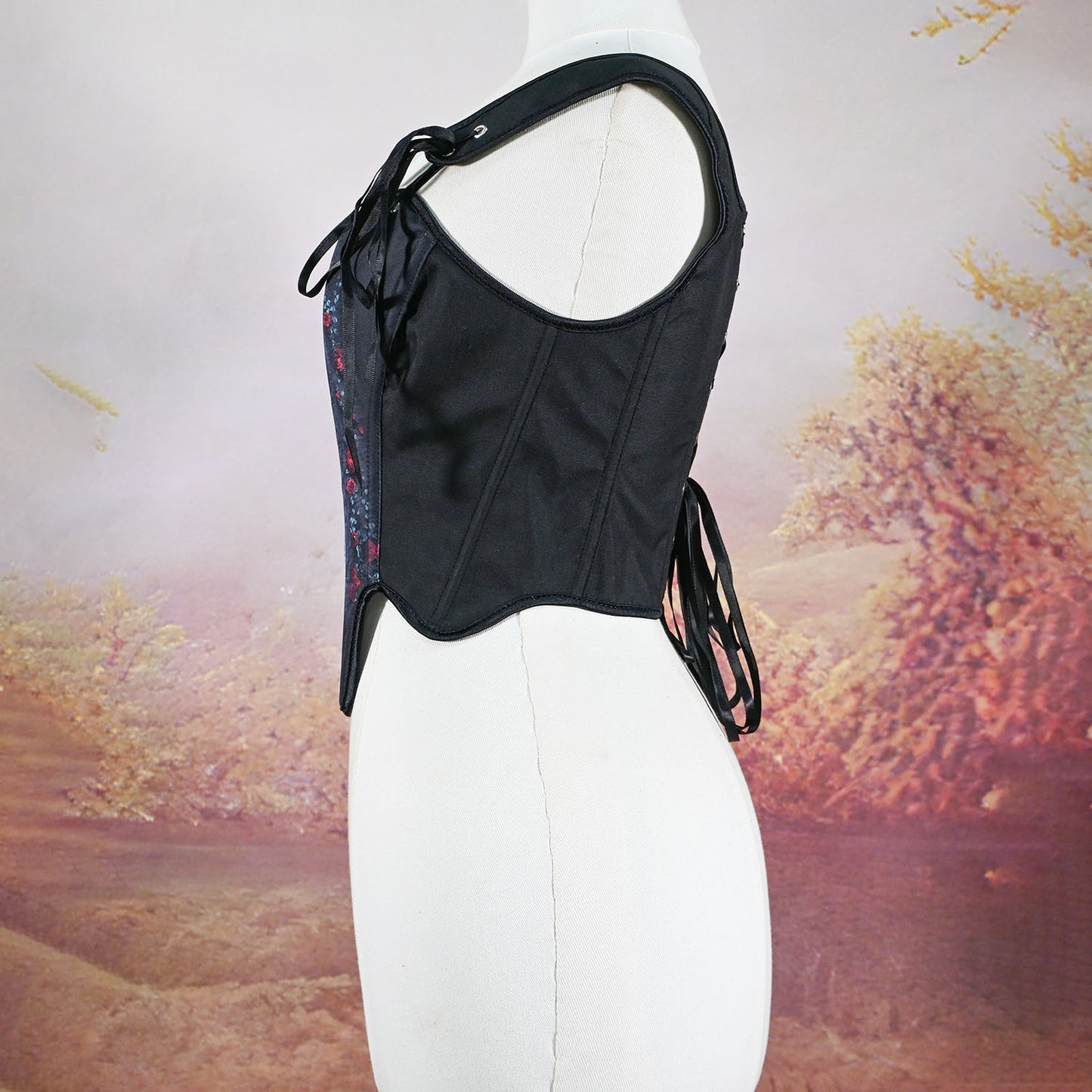 Dark Academia Skull Print Corset Top