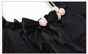Fairycore Bow Tie Black Dress Plus Size