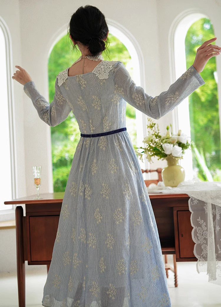 Retro French Lace Trim Embroidered Dress L I Retro Fairy Retro French Lace Trim Embroidered Dress L I Retro Fairy