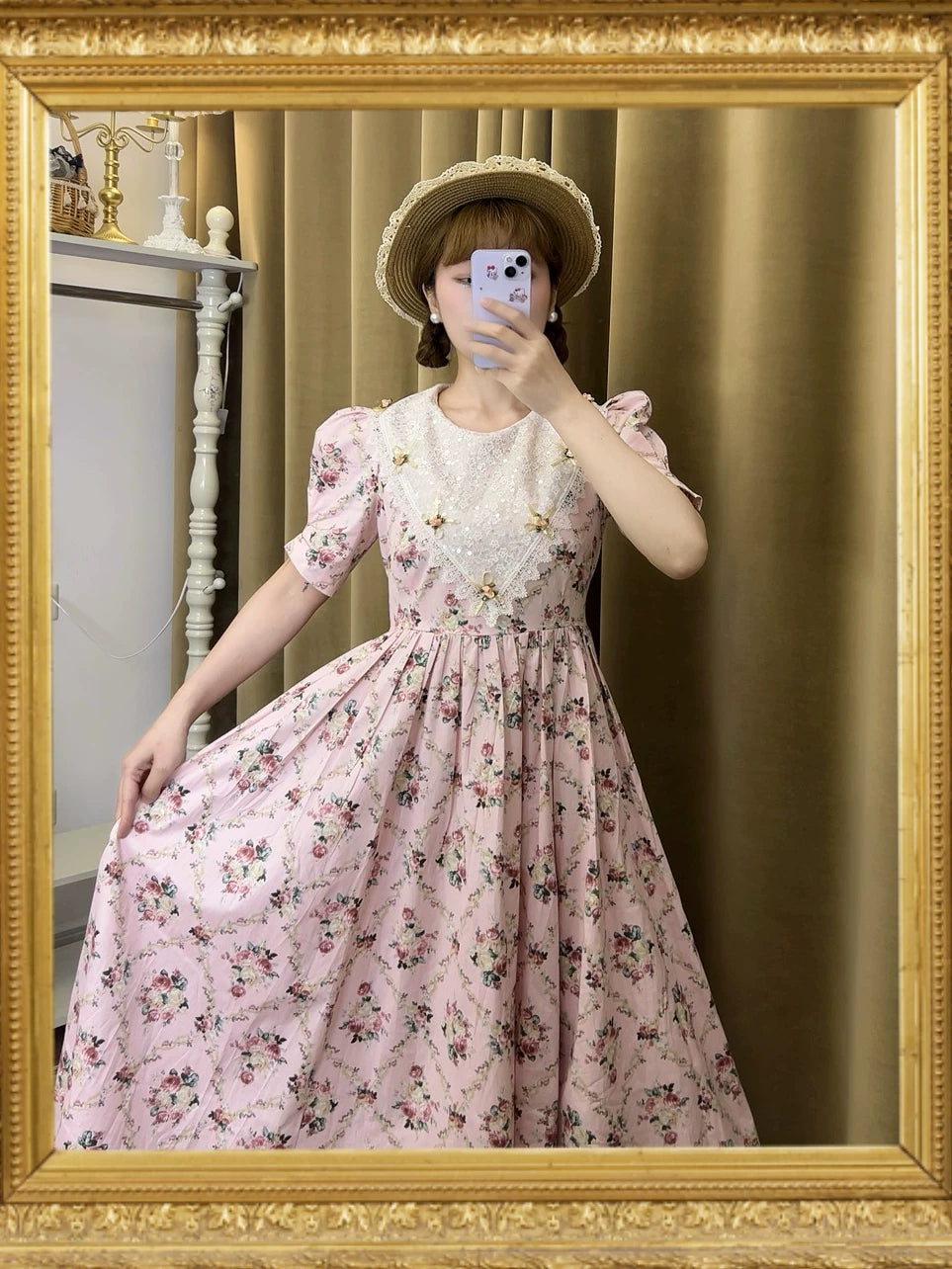 Laura Ashely Style Vintage Floral Swing Dress