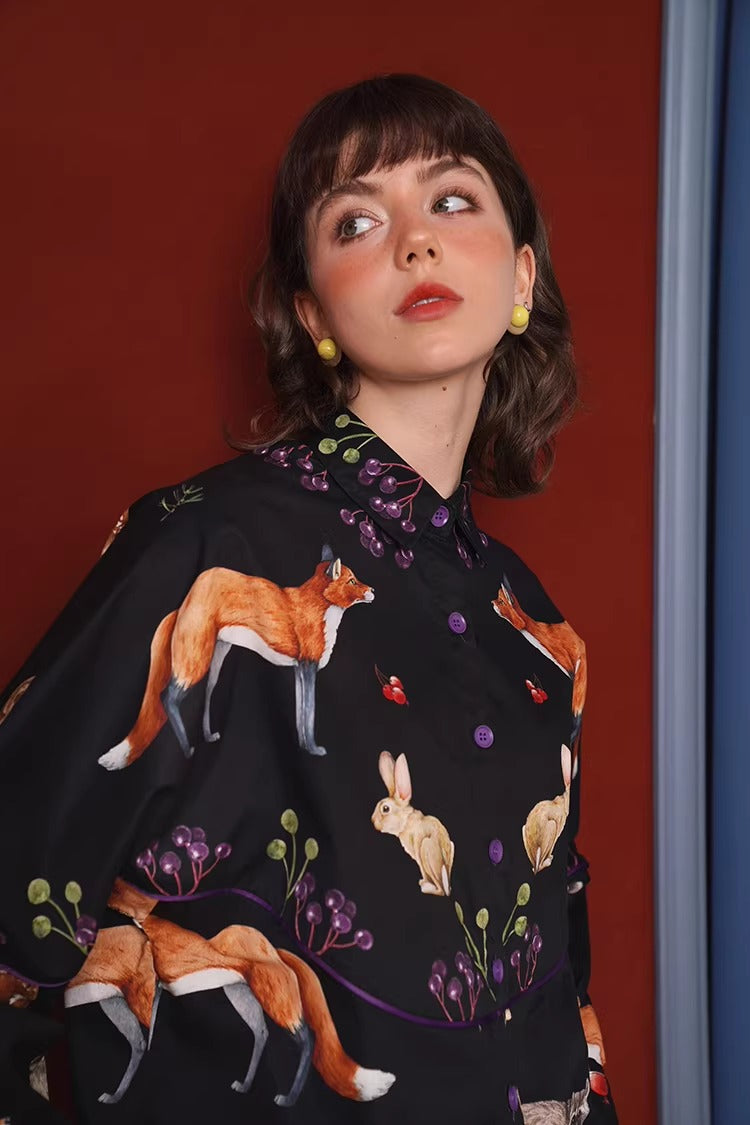 Retro Animal Print Oversize Shirt