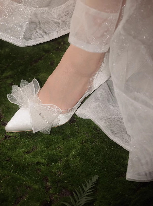 Vintage Dreamy Bow Tie Bridal High Heels