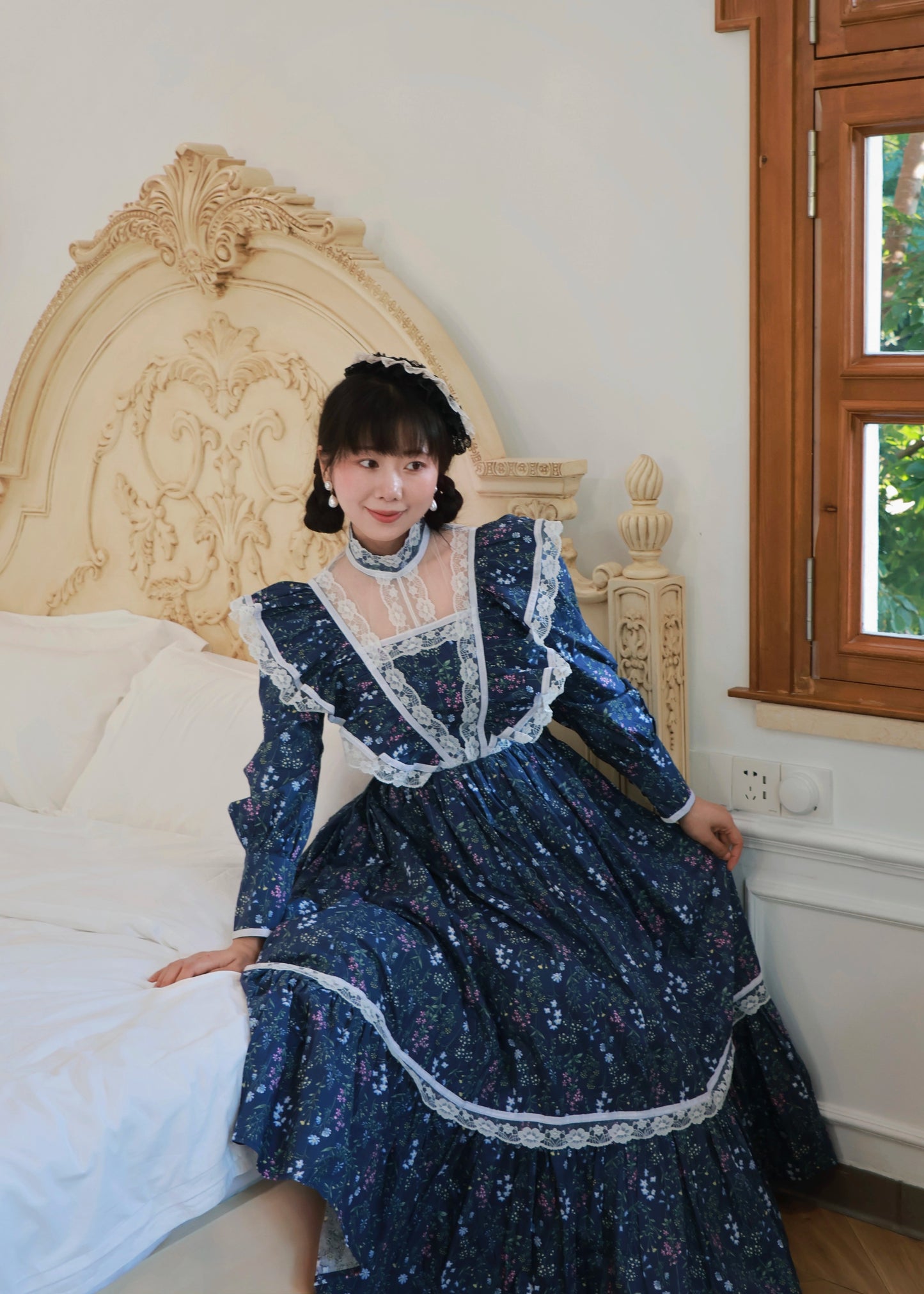 Gunne Sax Remake 70s Stand Collar Floral Prairie Dress