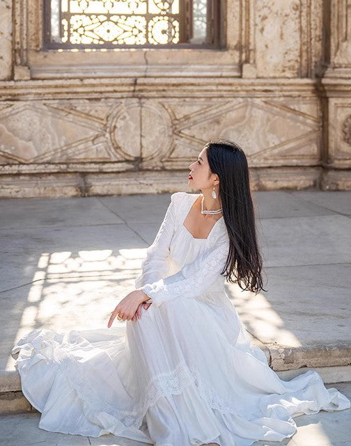 Gunne Sax Style Dreamy Prairie White Dress – Retro Fairy